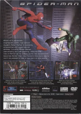 Spider-Man box cover back